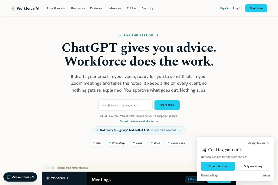Aperçu de la landing page
