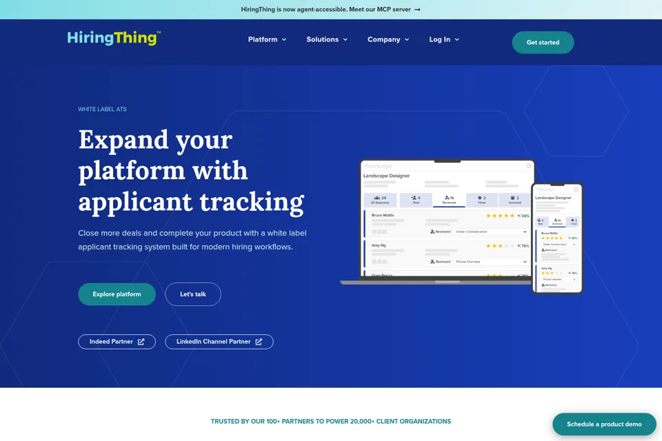 Aperçu de la landing page