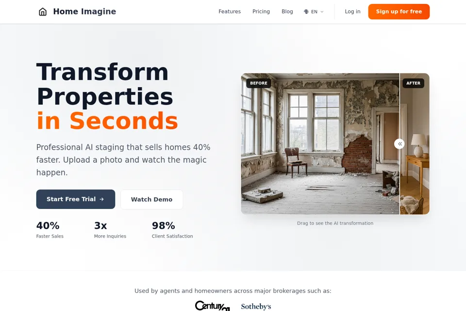 Aperçu de la landing page
