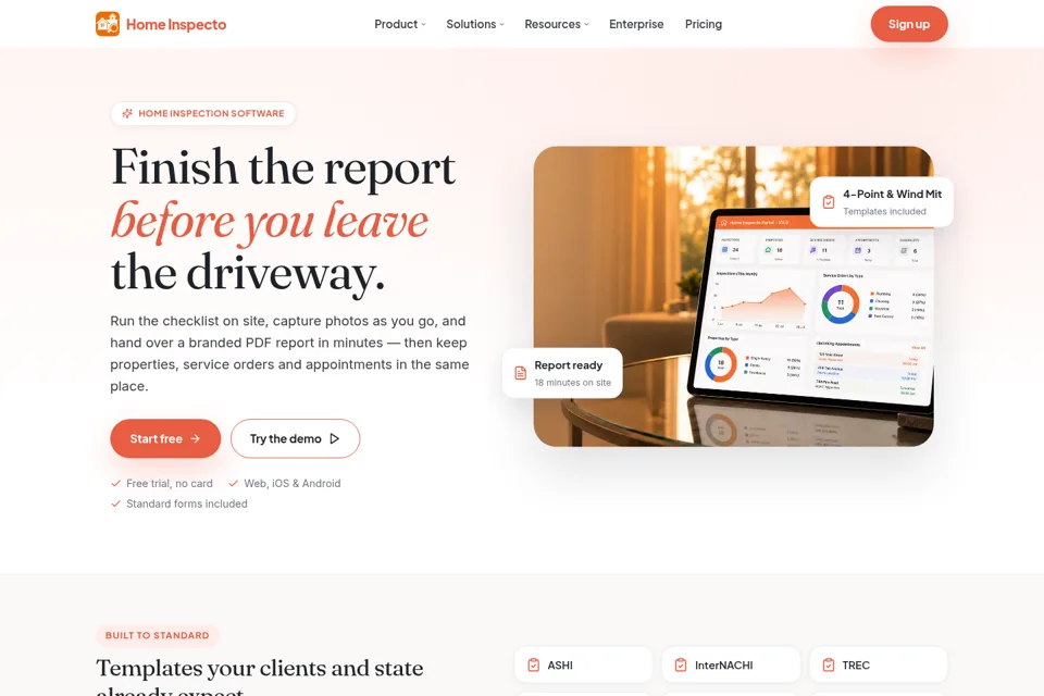 Aperçu de la landing page