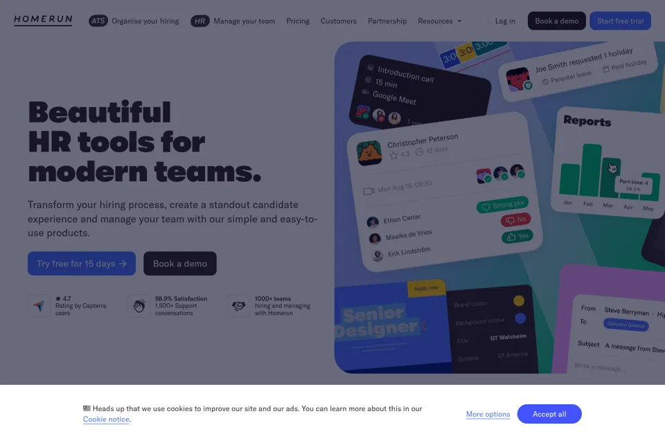 Aperçu de la landing page