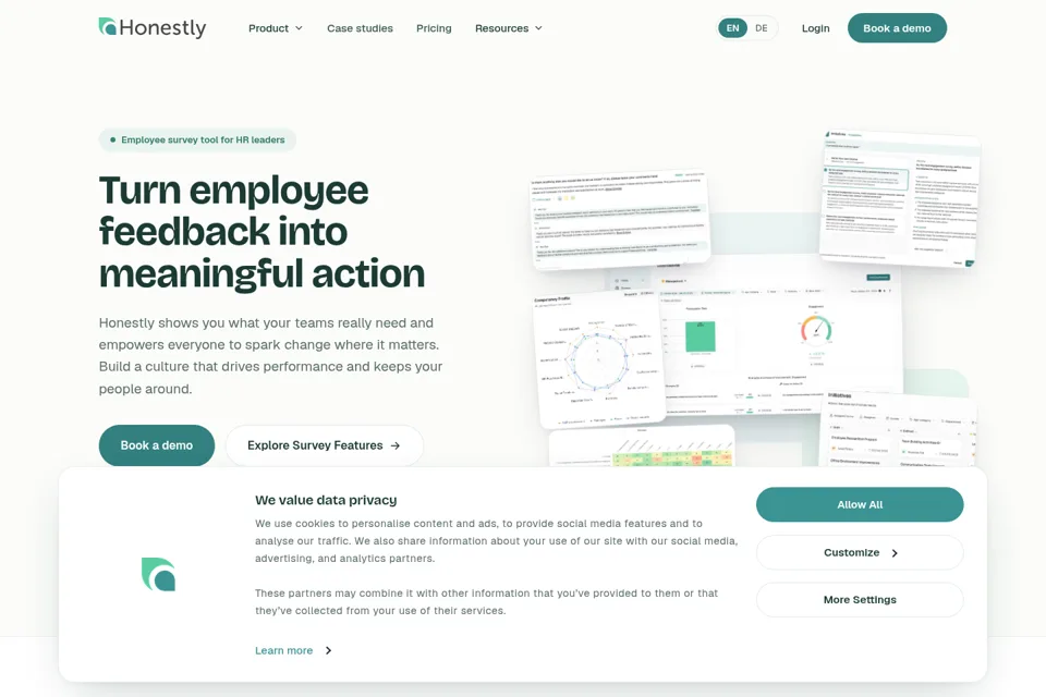 Aperçu de la landing page