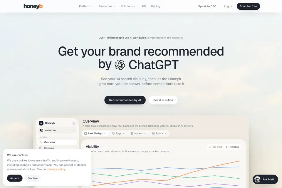 Aperçu de la landing page