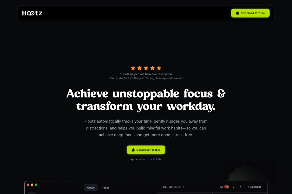 Aperçu de la landing page