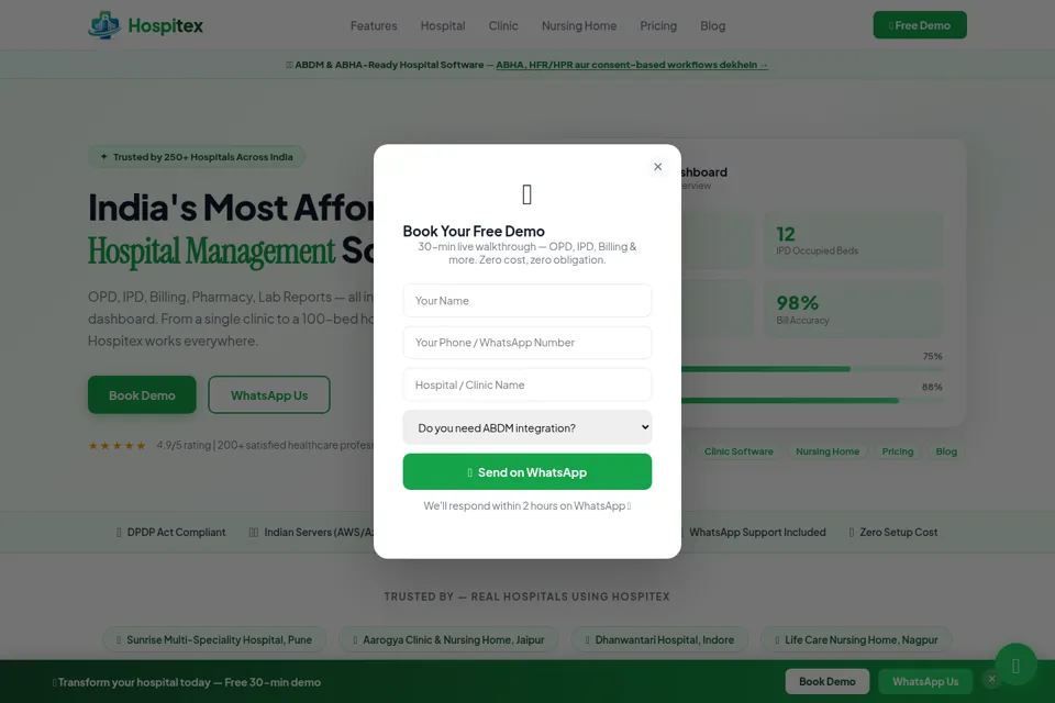 Aperçu de la landing page