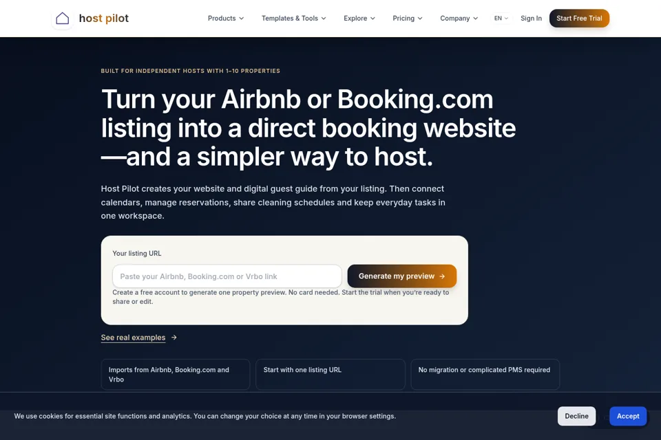 Landing page preview