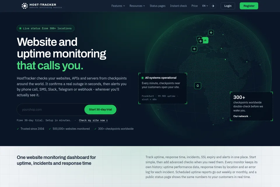 Aperçu de la landing page
