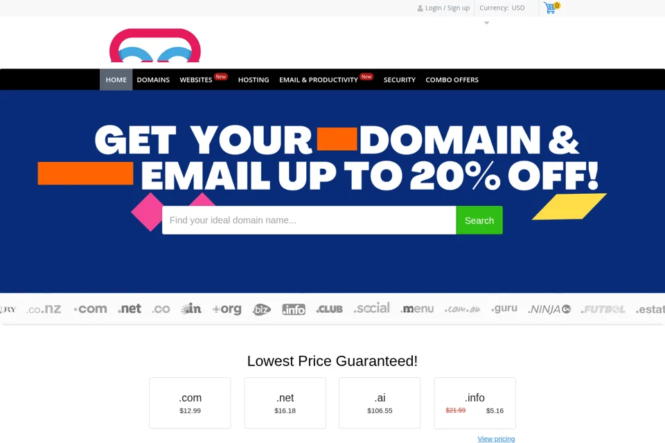 Aperçu de la landing page