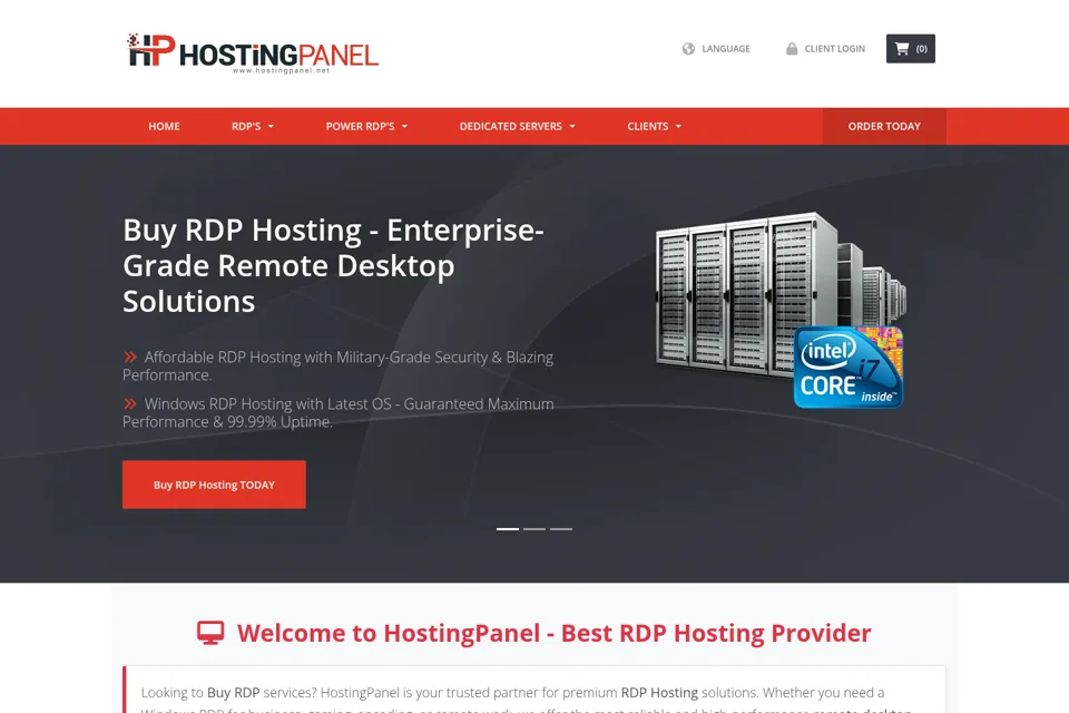 Aperçu de la landing page