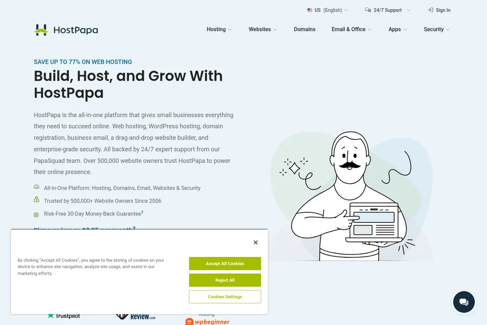 Aperçu de la landing page