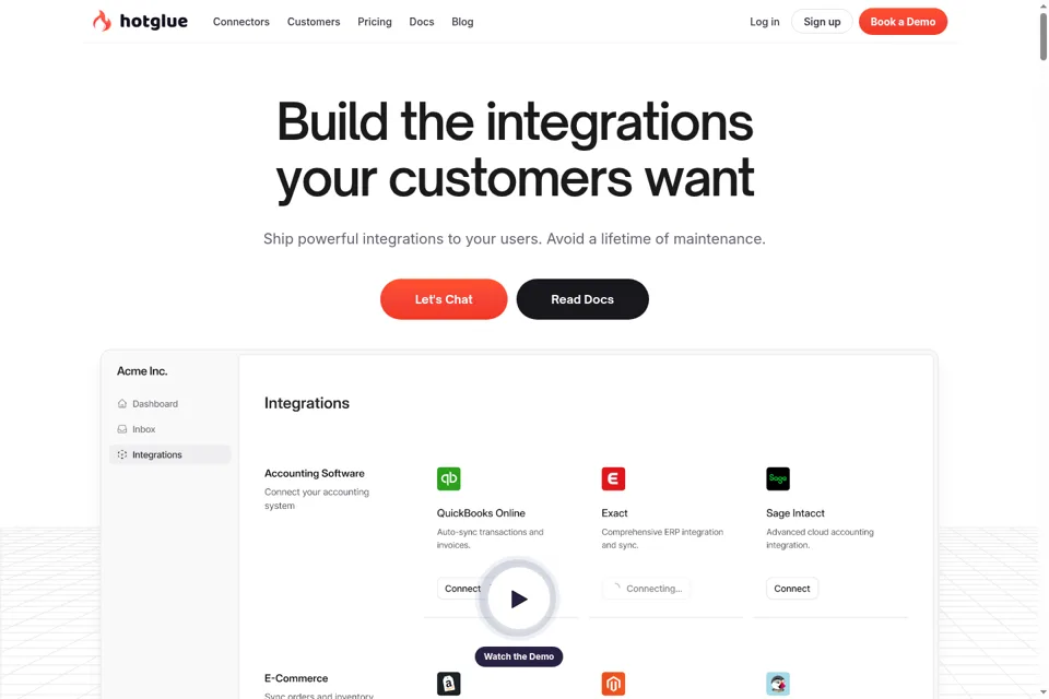 Aperçu de la landing page