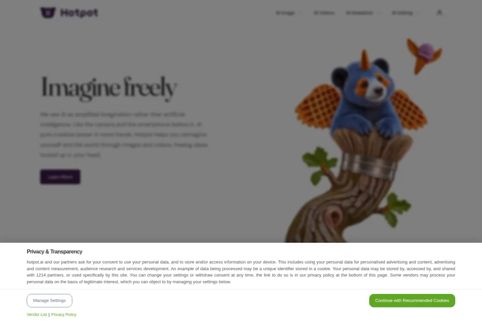Aperçu de la landing page