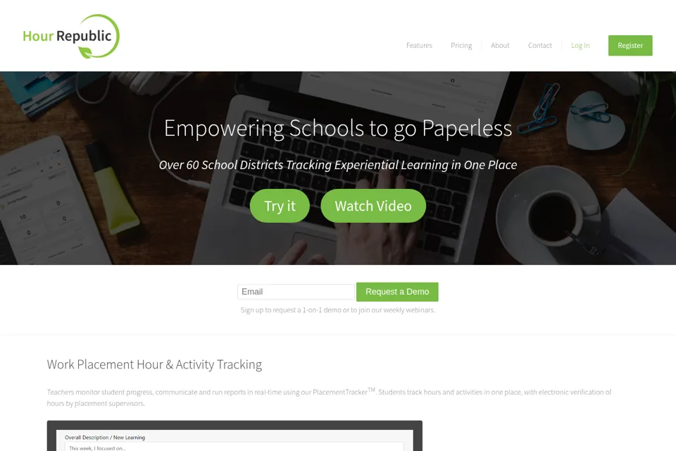 Aperçu de la landing page