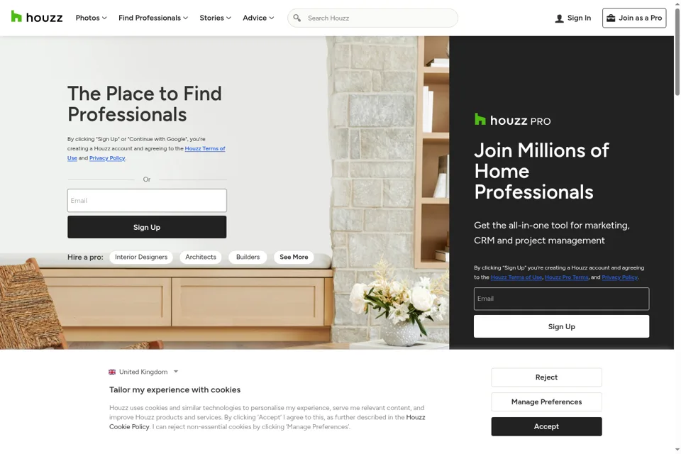 Aperçu de la landing page