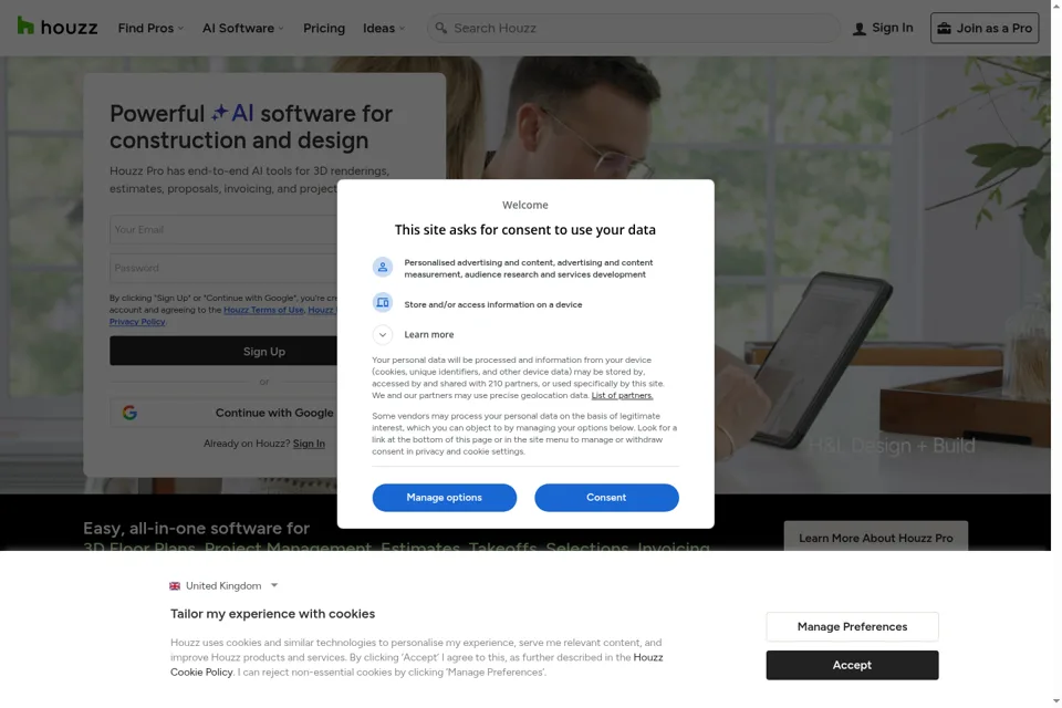 Aperçu de la landing page