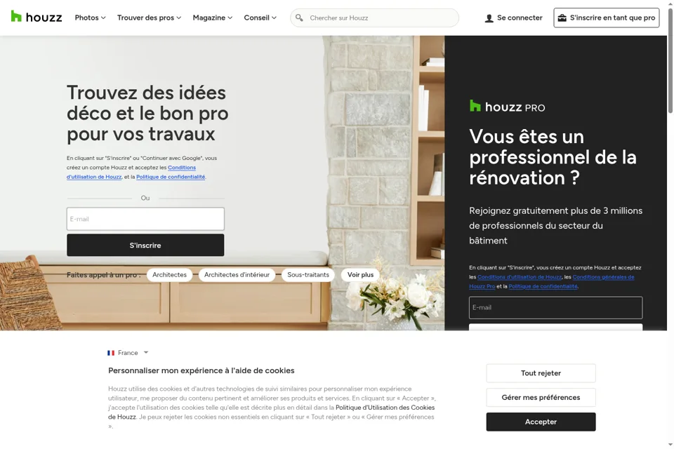 Aperçu de la landing page