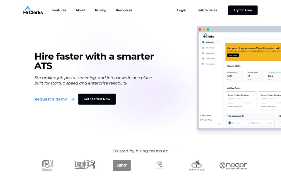 Aperçu de la landing page