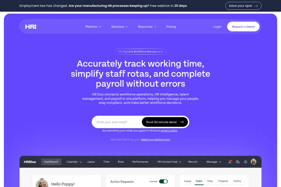 Aperçu de la landing page