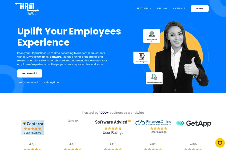 Aperçu de la landing page