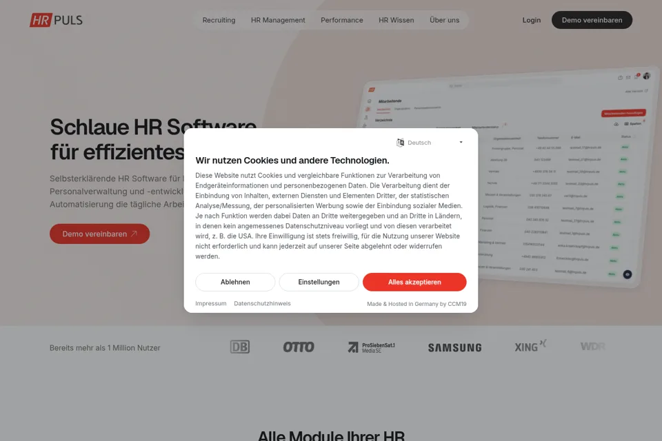 Aperçu de la landing page