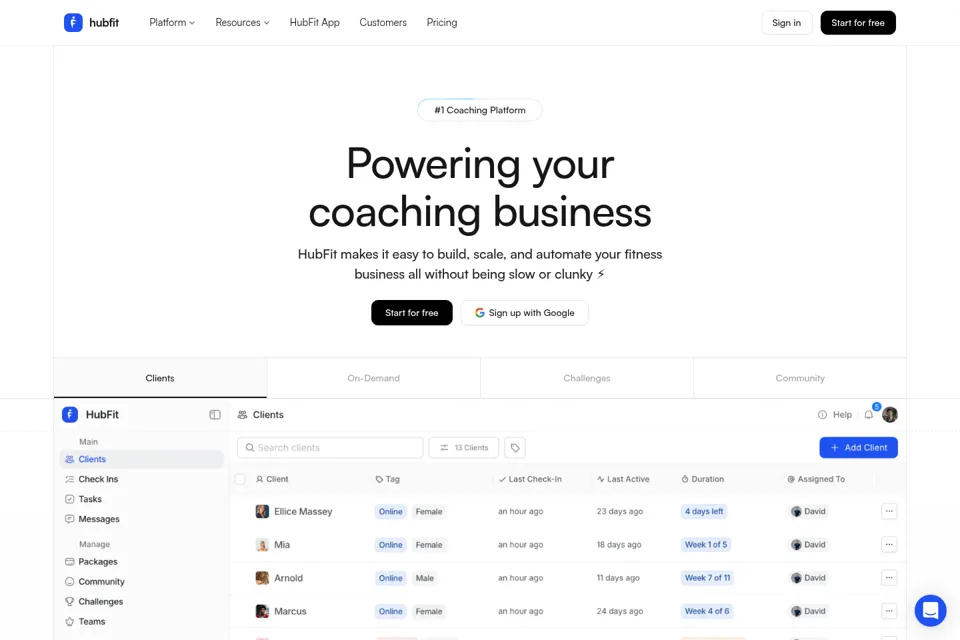 Aperçu de la landing page