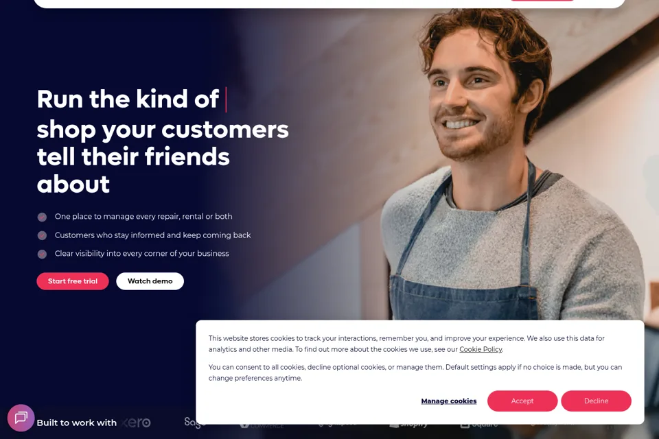 Aperçu de la landing page