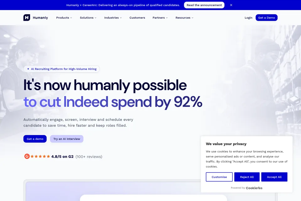 Aperçu de la landing page