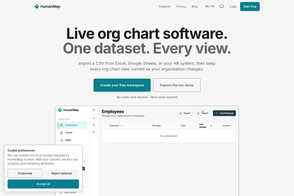Aperçu de la landing page