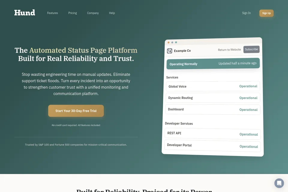 Aperçu de la landing page