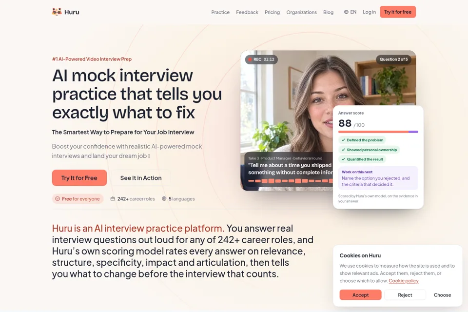 Aperçu de la landing page