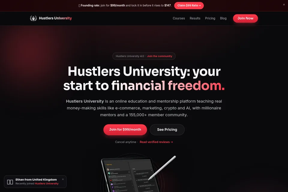 Aperçu de la landing page