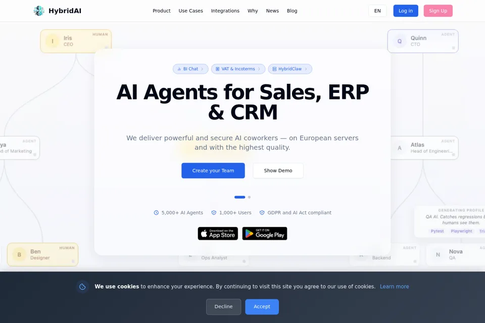 Aperçu de la landing page