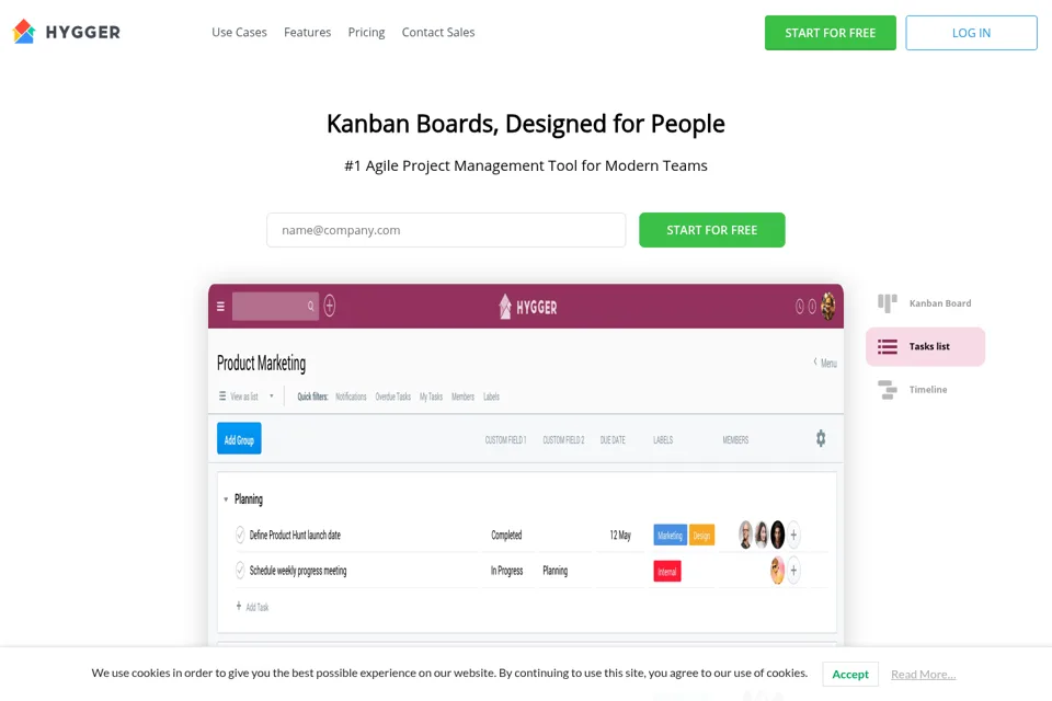 Aperçu de la landing page