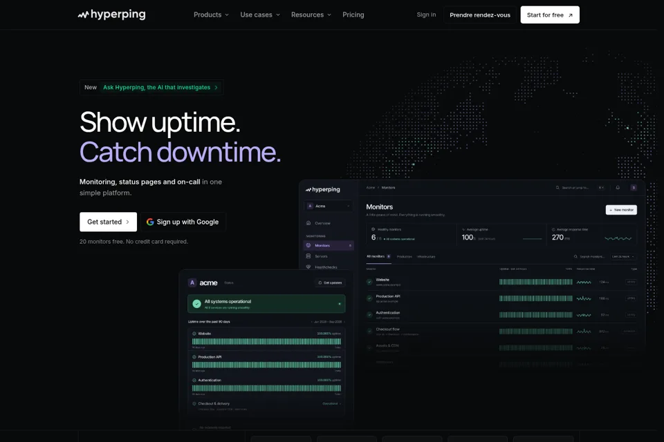 Aperçu de la landing page