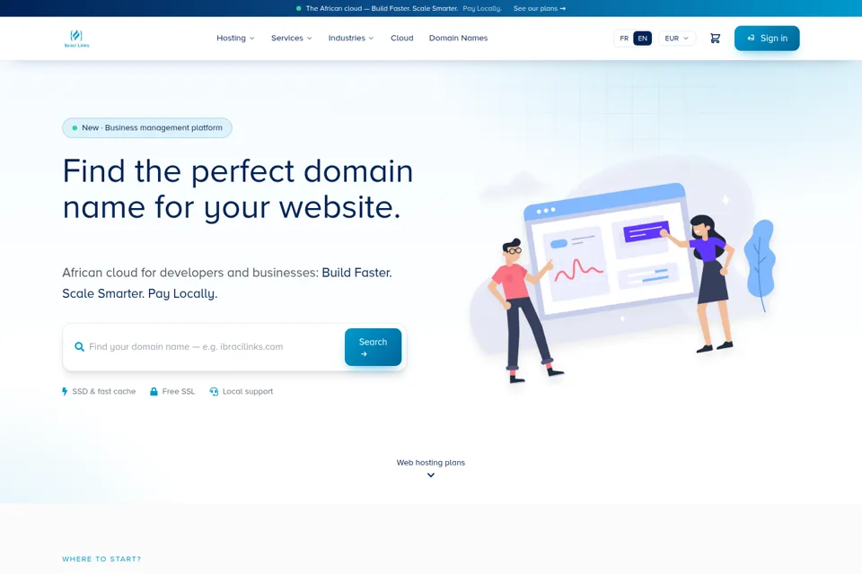 Aperçu de la landing page