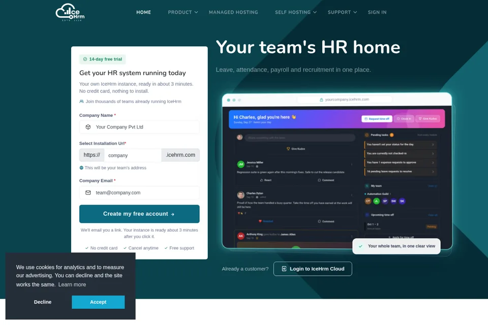 Aperçu de la landing page