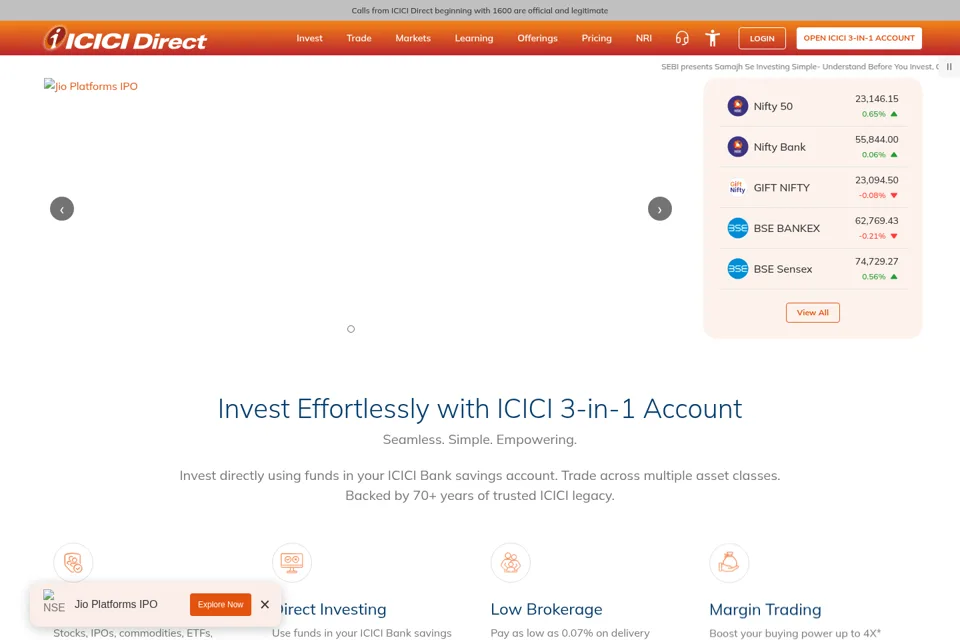 Aperçu de la landing page