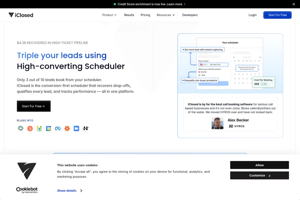 Aperçu de la landing page
