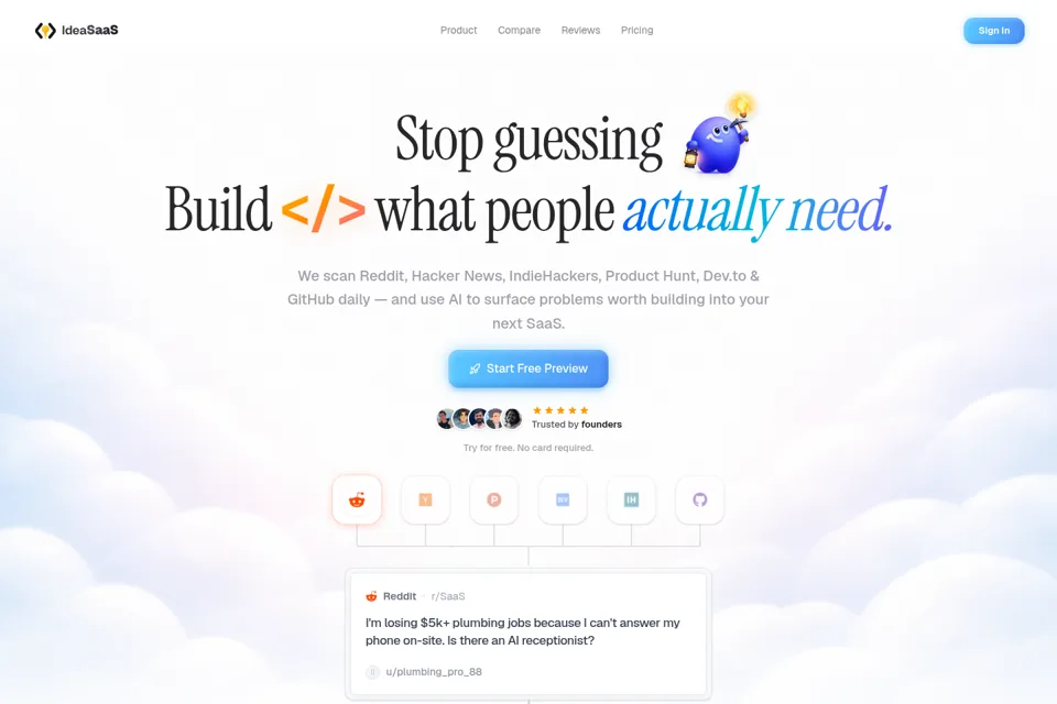 Aperçu de la landing page