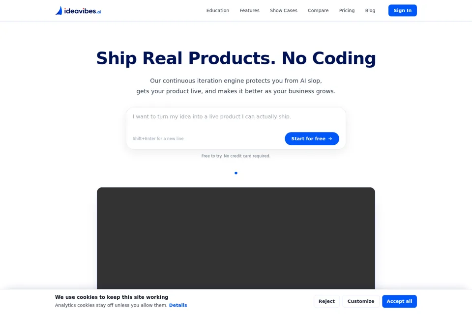 Aperçu de la landing page