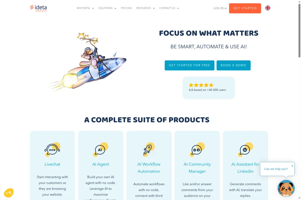 Aperçu de la landing page