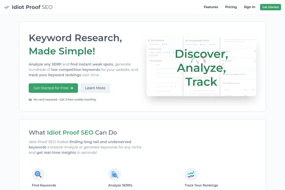 Aperçu de la landing page