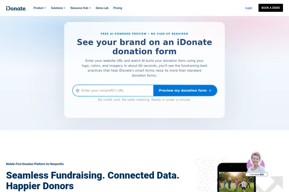 Aperçu de la landing page