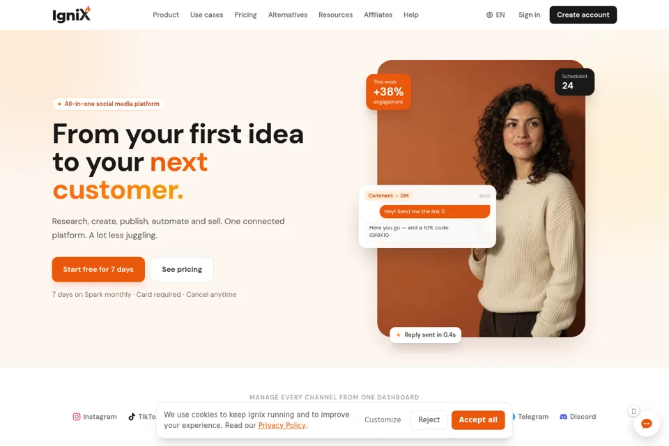 Aperçu de la landing page