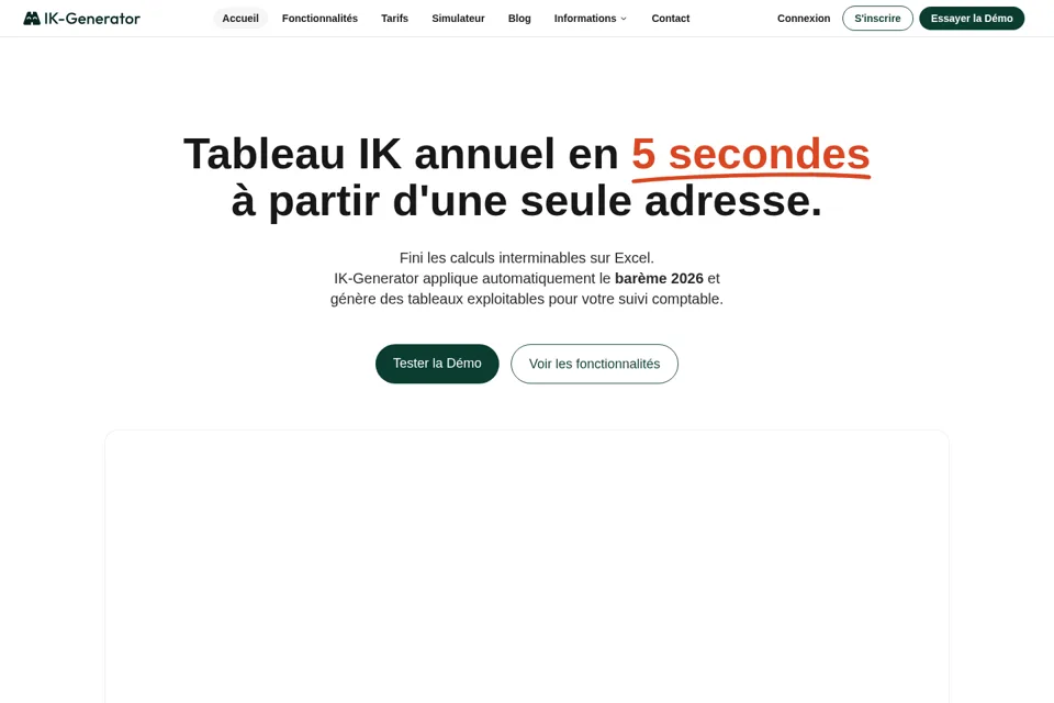 Aperçu de la landing page