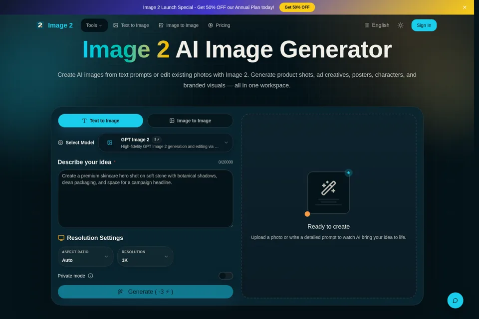 Aperçu de la landing page