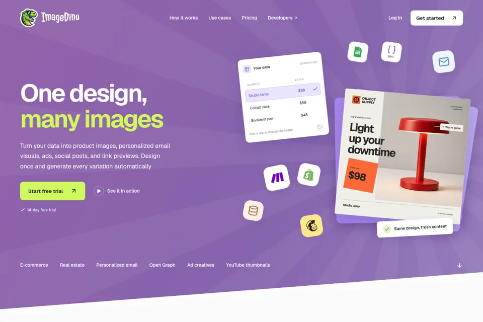 Aperçu de la landing page