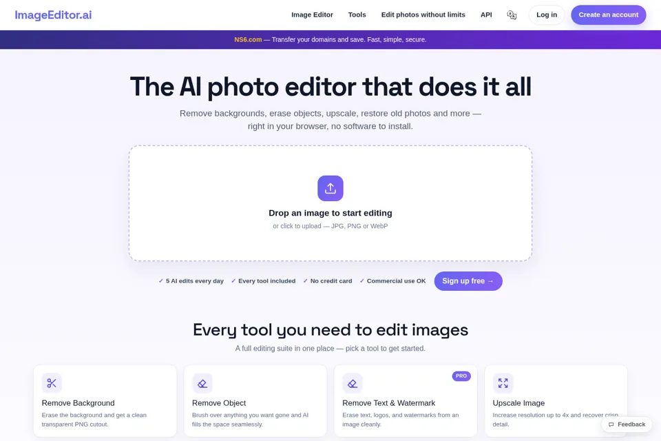 Aperçu de la landing page