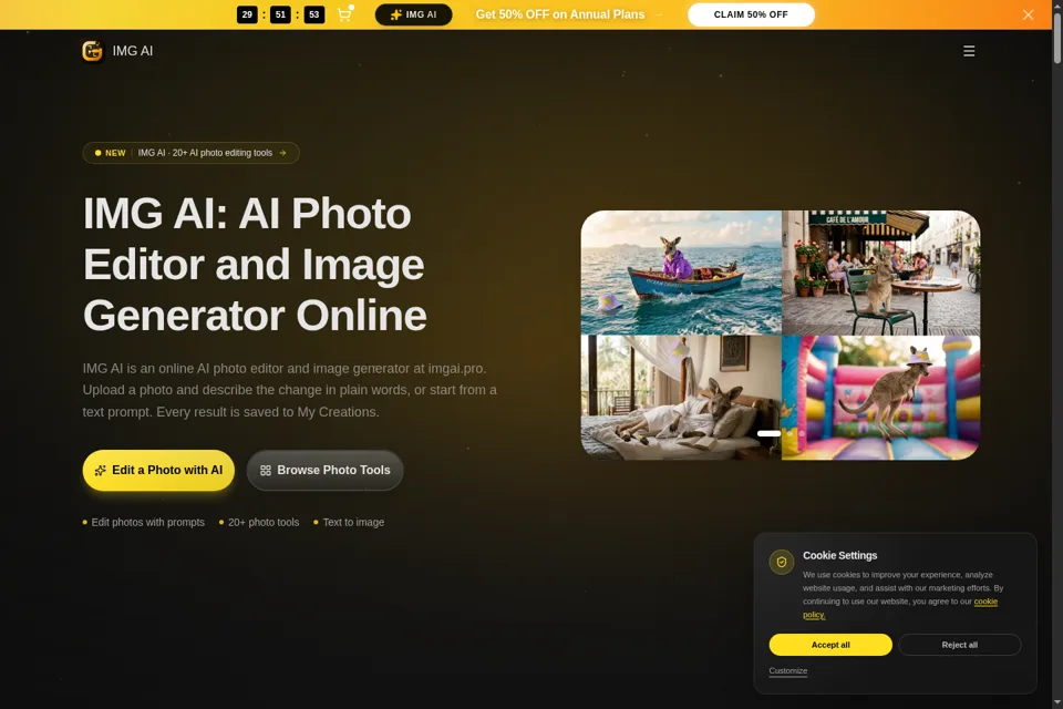 Aperçu de la landing page