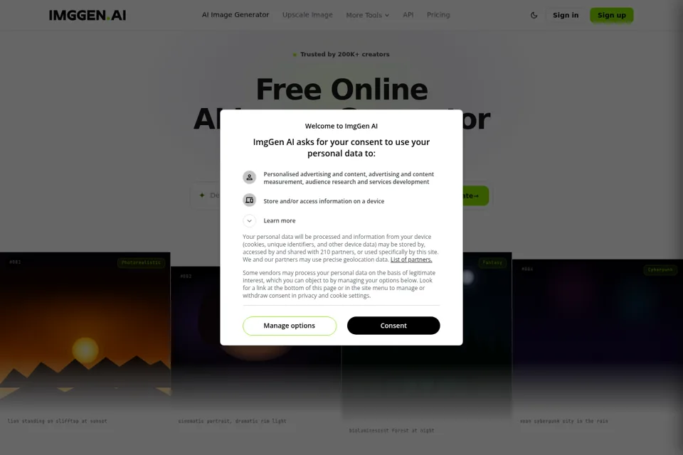 Aperçu de la landing page